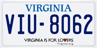 VA license plate VIU8062