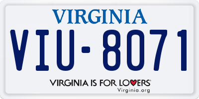 VA license plate VIU8071
