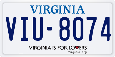VA license plate VIU8074