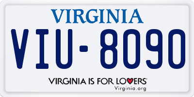 VA license plate VIU8090