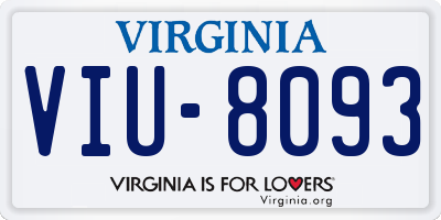 VA license plate VIU8093