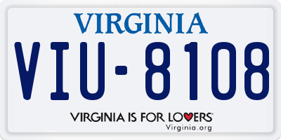 VA license plate VIU8108