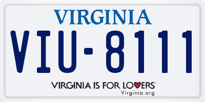 VA license plate VIU8111