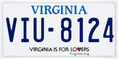 VA license plate VIU8124