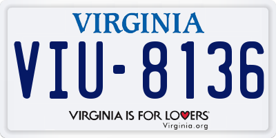VA license plate VIU8136