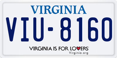 VA license plate VIU8160
