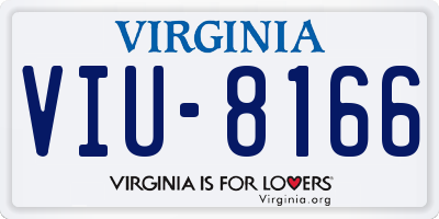 VA license plate VIU8166