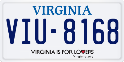 VA license plate VIU8168