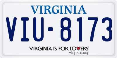 VA license plate VIU8173
