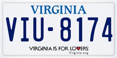 VA license plate VIU8174