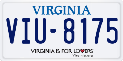 VA license plate VIU8175
