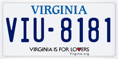 VA license plate VIU8181