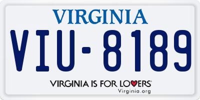 VA license plate VIU8189