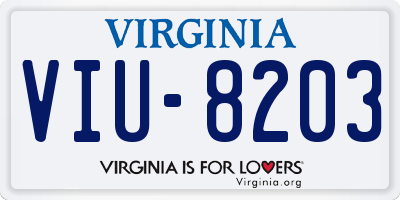 VA license plate VIU8203