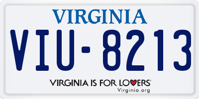 VA license plate VIU8213