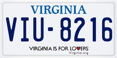 VA license plate VIU8216