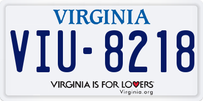 VA license plate VIU8218