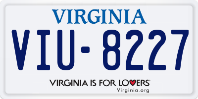 VA license plate VIU8227