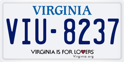 VA license plate VIU8237
