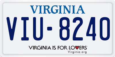 VA license plate VIU8240