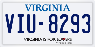 VA license plate VIU8293