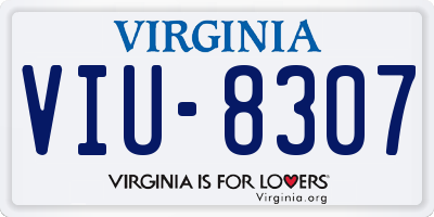VA license plate VIU8307