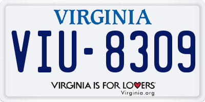 VA license plate VIU8309