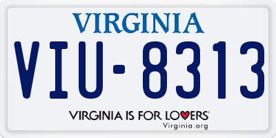 VA license plate VIU8313
