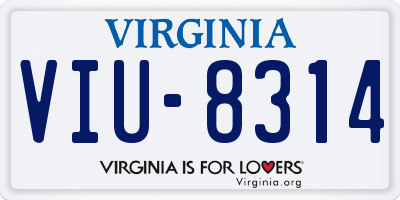 VA license plate VIU8314
