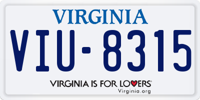 VA license plate VIU8315