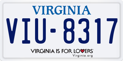 VA license plate VIU8317