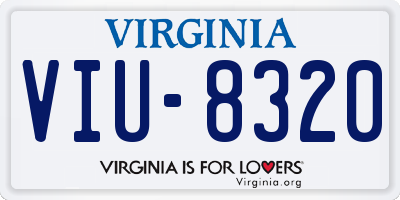 VA license plate VIU8320