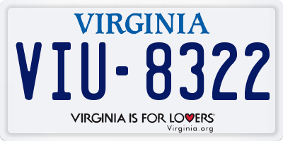 VA license plate VIU8322