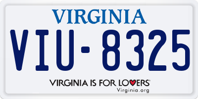 VA license plate VIU8325