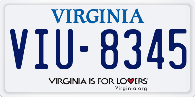 VA license plate VIU8345