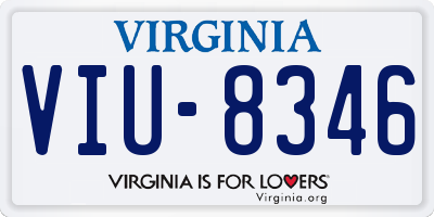 VA license plate VIU8346