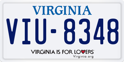 VA license plate VIU8348
