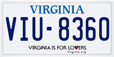 VA license plate VIU8360