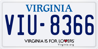 VA license plate VIU8366