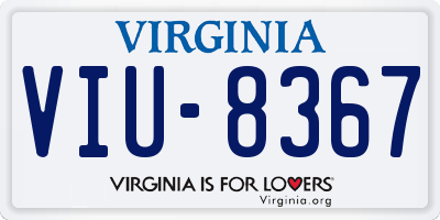 VA license plate VIU8367