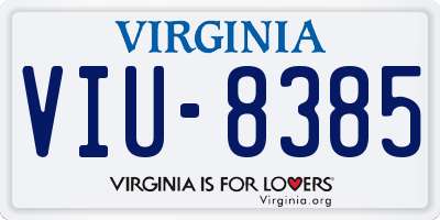VA license plate VIU8385