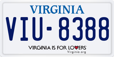 VA license plate VIU8388