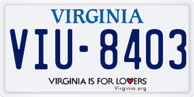 VA license plate VIU8403