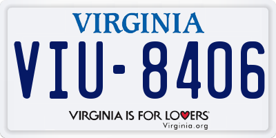 VA license plate VIU8406