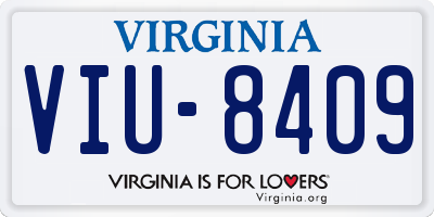 VA license plate VIU8409