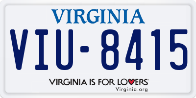 VA license plate VIU8415