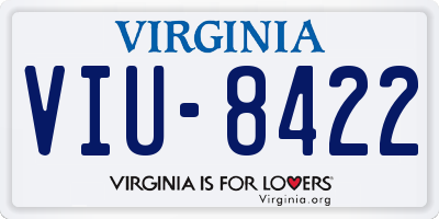 VA license plate VIU8422
