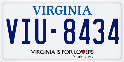 VA license plate VIU8434