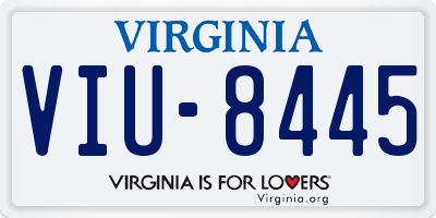 VA license plate VIU8445