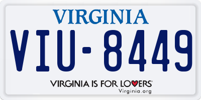VA license plate VIU8449